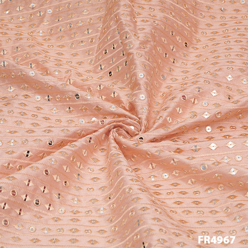 Embroidered Faux Mirror Dupion Silk fabric FR4967